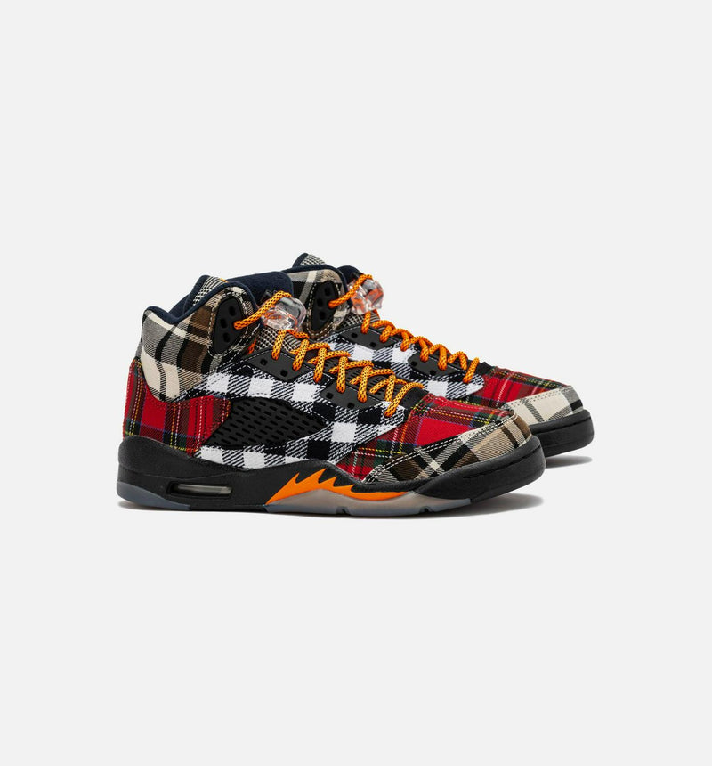Kids Air Jordan 5 Retro Plaid GS Black Multi FD4814-008 Shoe Sneaker Trainer