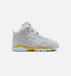 Kids Air Jordan 6 Retro Pearl PS Pure Platinum Blue Gold HF0413-074 Shoe Sneaker