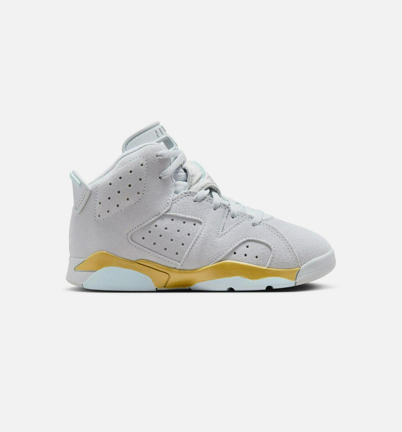 Kids Air Jordan 6 Retro Pearl PS Pure Platinum Blue Gold HF0413-074 Shoe Sneaker