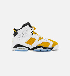 Kids Air Jordan 6 Retro Yellow Ochre GS White Black 384665-170 Shoe Sneaker