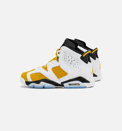 Kids Air Jordan 6 Retro Yellow Ochre GS White Black 384665-170 Shoe Sneaker