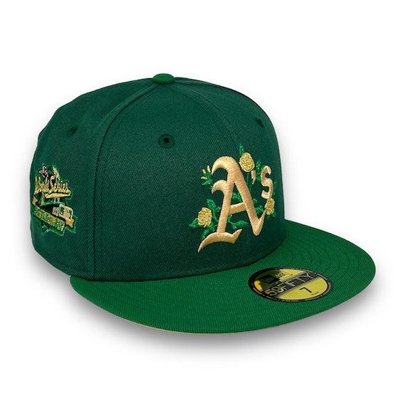 New Era Oakland Athletics 89 WS Kelly Green Yellow Pecan 59Fifty 5950 Fitted Hat