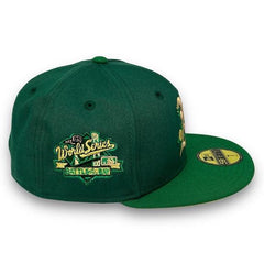New Era Oakland Athletics 89 WS Kelly Green Yellow Pecan 59Fifty 5950 Fitted Hat
