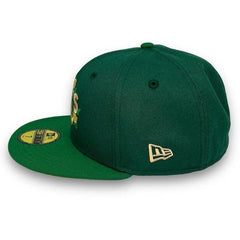 New Era Oakland Athletics 89 WS Kelly Green Yellow Pecan 59Fifty 5950 Fitted Hat