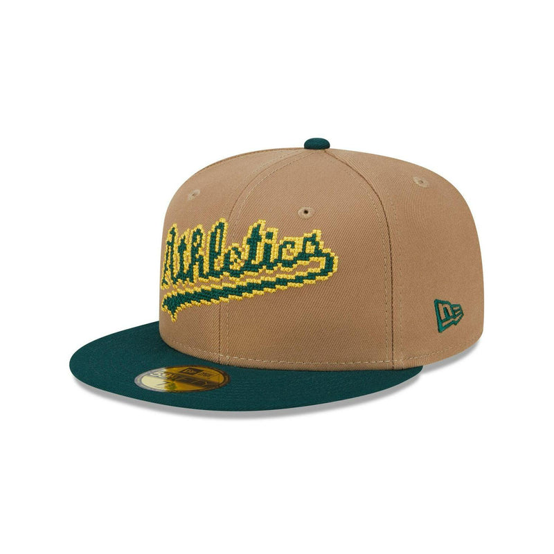 New Era Athletics Brown Yellow Green Gray 59Fifty 5950 Patch Fitted Cap Hat