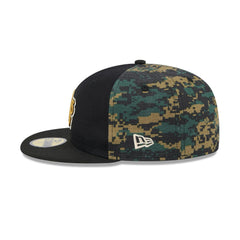 New Era Athletics Digi Camo Black Yellow Gold Grey 59Fifty 5950 Patch Fitted Cap