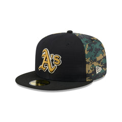 New Era Athletics Digi Camo Black Yellow Gold Grey 59Fifty 5950 Patch Fitted Cap