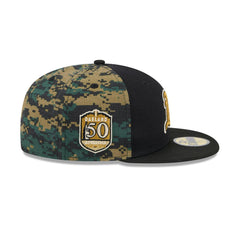New Era Athletics Digi Camo Black Yellow Gold Grey 59Fifty 5950 Patch Fitted Cap