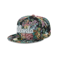 New Era Atlanta Braves Floral Jacquard Black Gray 59Fifty 5950 Patch Fitted Hat