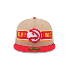 New Era Atlanta Hawks '24 Draft Beige Red White Brown 59Fifty 5950 Patch Fitted
