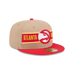 New Era Atlanta Hawks '24 Draft Beige Red White Brown 59Fifty 5950 Patch Fitted