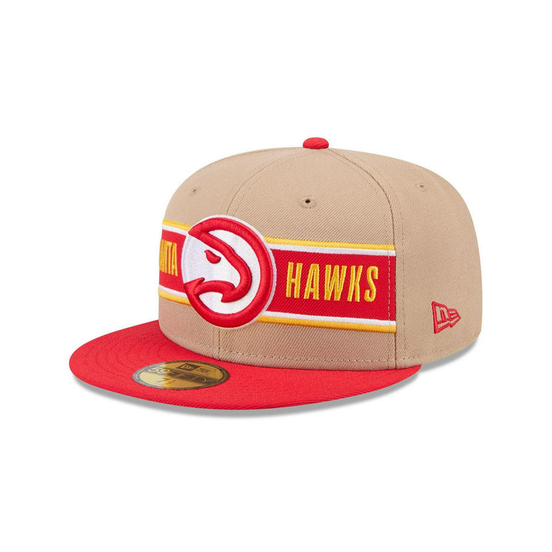 New Era Atlanta Hawks '24 Draft Beige Red White Brown 59Fifty 5950 Patch Fitted