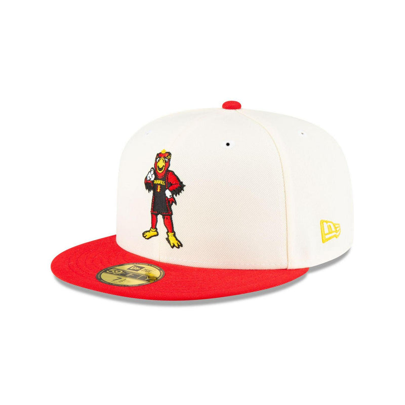 New Era Atlanta Hawks Mascot White Orange Gray 59Fifty 5950 Patch Fitted Cap Hat
