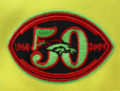DENVER BRONCOS (50TH ANNIVERSARY) NEW ERA 59FIFTY FITTED (ISLAND GREEN under VISOR)