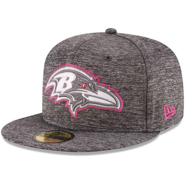 New Era Baltimore Ravens '16 Cancer White Pink Purple 59Fifty 5950 Patch Fitted