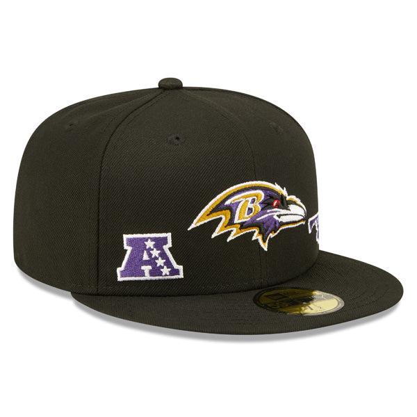 New Era Baltimore Ravens Identity Black Purple 59Fifty 5950 Patch Fitted Cap Hat