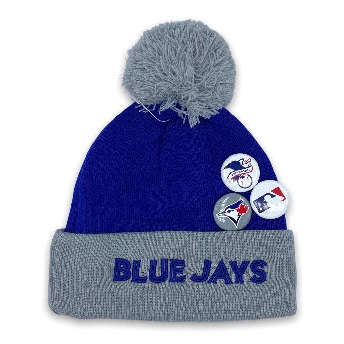 New Era Blue Jays Buttons Coll. MLB Sport Blue Red White Gray Pom Cuffed Knit