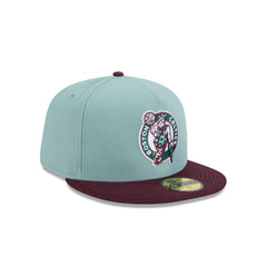 New Era Boston Celtics Beach Kiss Blue Gray 59Fifty 5950 Patch Fitted Cap Hat