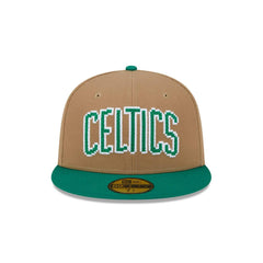 New Era Boston Celtics Brown White Green Gray 59Fifty 5950 Patch Fitted Cap Hat