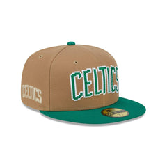 New Era Boston Celtics Brown White Green Gray 59Fifty 5950 Patch Fitted Cap Hat