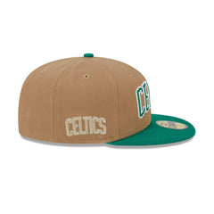 New Era Boston Celtics Brown White Green Gray 59Fifty 5950 Patch Fitted Cap Hat