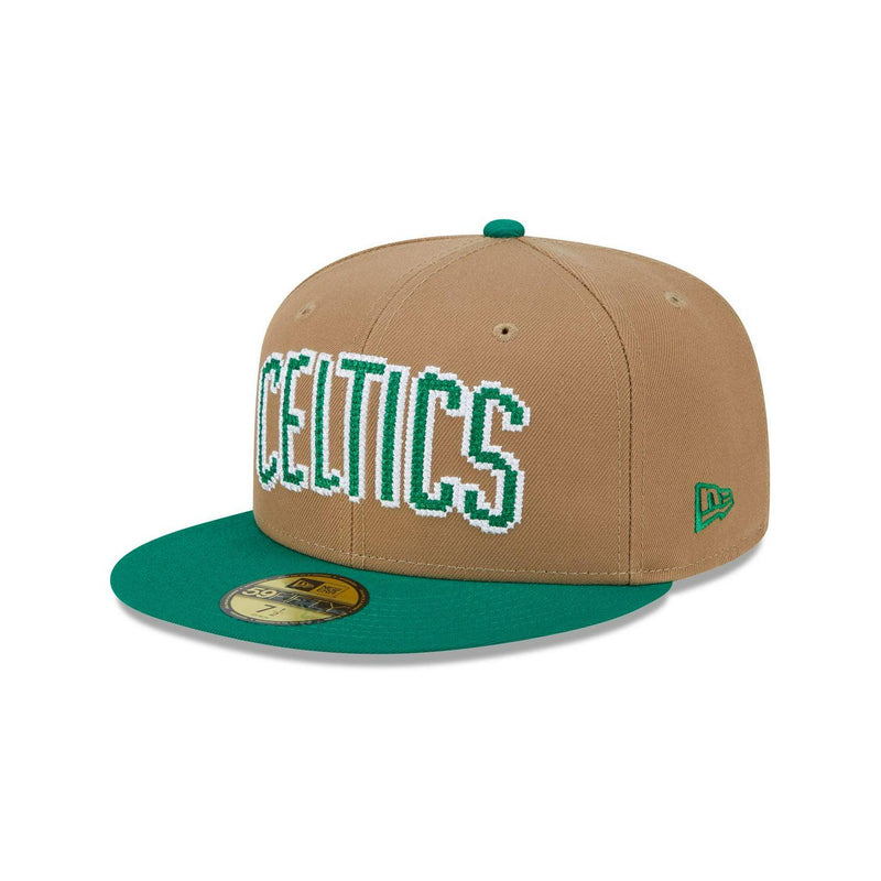 New Era Boston Celtics Brown White Green Gray 59Fifty 5950 Patch Fitted Cap Hat