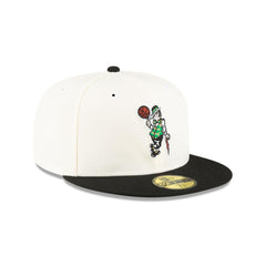 New Era Boston Celtics Mascot White Black Gray 59Fifty 5950 Patch Fitted Cap Hat