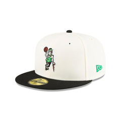 New Era Boston Celtics Mascot White Black Gray 59Fifty 5950 Patch Fitted Cap Hat