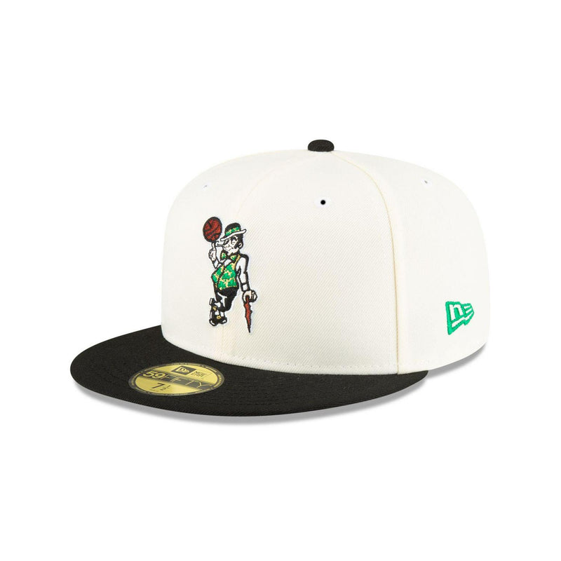 New Era Boston Celtics Mascot White Black Gray 59Fifty 5950 Patch Fitted Cap Hat