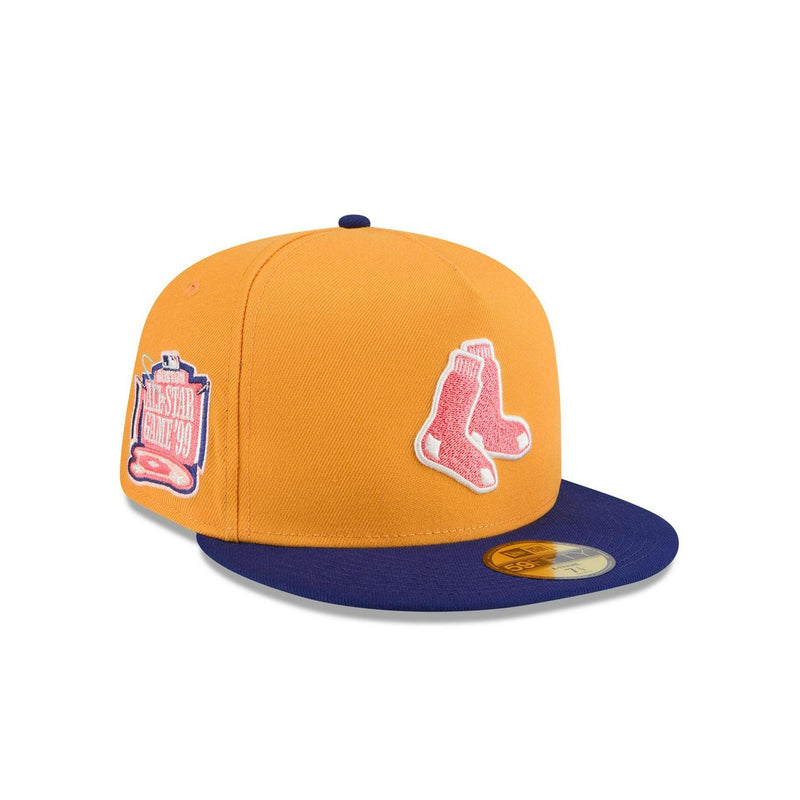 New Era Boston Red Sox '99 ASG Gold Blue Gray 59Fifty 5950 Patch Fitted Cap Hat