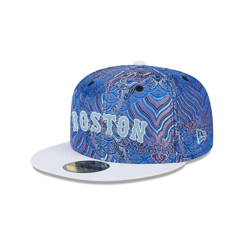 New Era Boston Red Sox Jacquard Crown White Gray 59Fifty 5950 Patch Fitted Hat