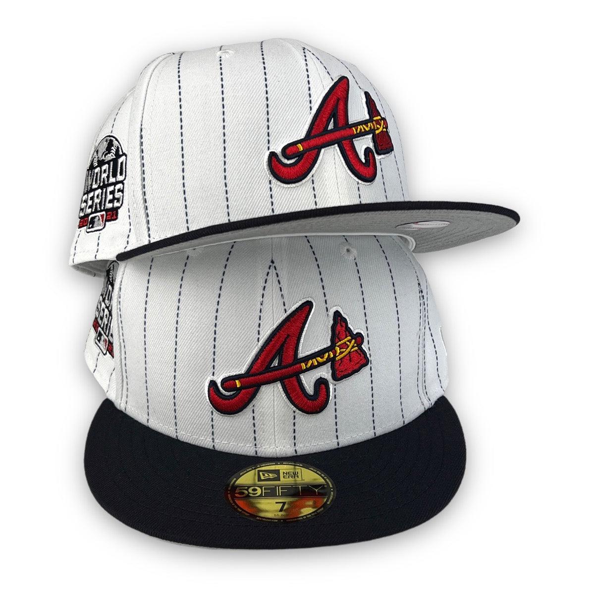 21 Ws New Era Atlanta Braves '21 WS White Pinstripe Navy Blue Grey 59Fifty 5 ...