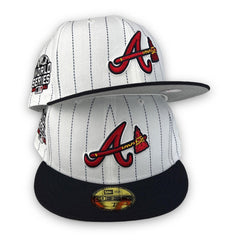 New Era Atlanta Braves '21 WS White Pinstripe Navy Blue Grey 59Fifty 5950 Fitted