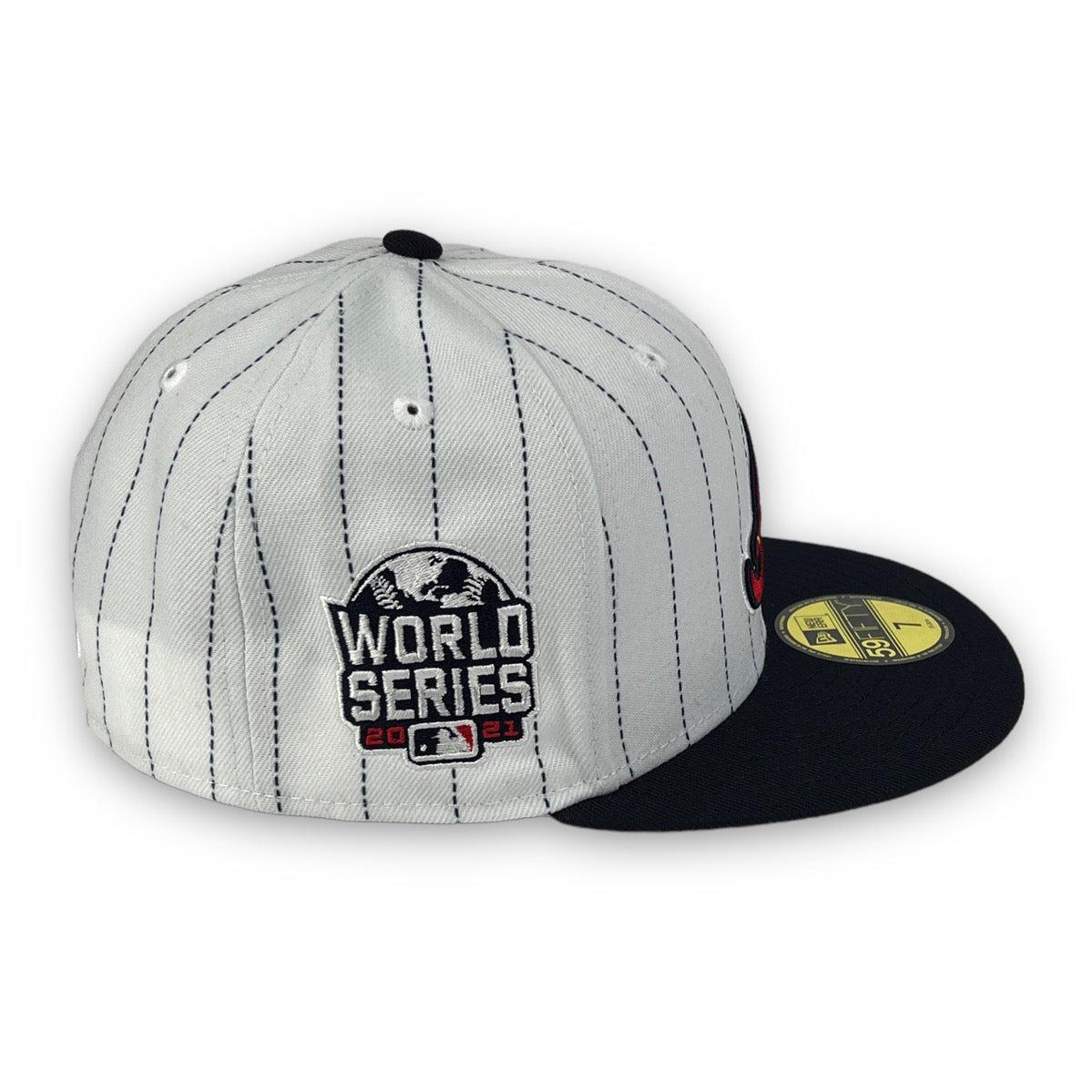 21 Ws New Era Atlanta Braves '21 WS White Pinstripe Navy Blue Grey 59Fifty 5 ...