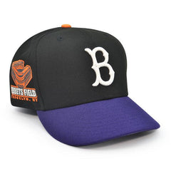 New Era Brooklyn Dodgers EBBETS Black Purple Gray 59Fifty 5950 Patch Fitted Hat