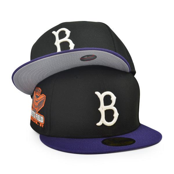 New Era Brooklyn Dodgers EBBETS Black Purple Gray 59Fifty 5950 Patch Fitted Hat