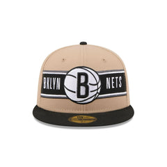 New Era Brooklyn Nets '24 Draft Beige Grey Black White 59Fifty 5950 Patch Fitted