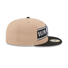 New Era Brooklyn Nets '24 Draft Beige Grey Black White 59Fifty 5950 Patch Fitted