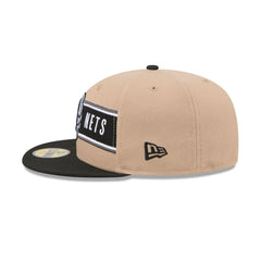 New Era Brooklyn Nets '24 Draft Beige Grey Black White 59Fifty 5950 Patch Fitted