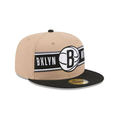 New Era Brooklyn Nets '24 Draft Beige Grey Black White 59Fifty 5950 Patch Fitted