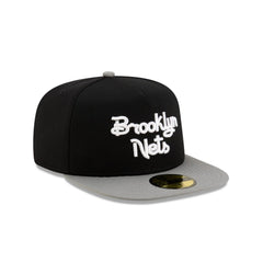 New Era Brooklyn Nets Dashmark Mesh Black White Gray 59Fifty 5950 Patch Fitted