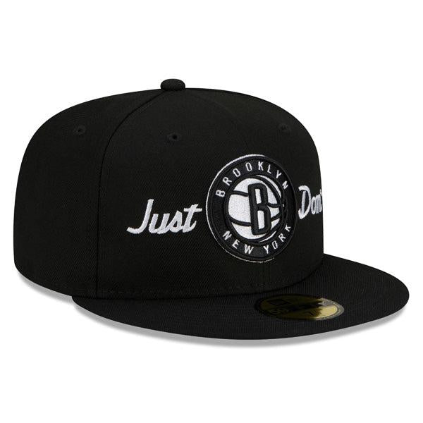 New Era Brooklyn Nets JUST DON Black White Gray UV 59Fifty 5950 Patch Fitted Hat
