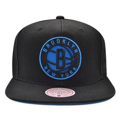 Mitchell And Ness Brooklyn Nets HIGH LIGHT Black Blue Pop Patch Snapback Cap Hat