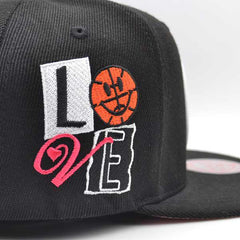 Mitchell And Ness Brooklyn Nets ALL LOVE Black White Pink Patch Snapback Cap Hat