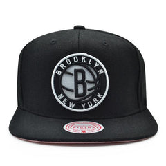 Mitchell And Ness Brooklyn Nets ALL LOVE Black White Pink Patch Snapback Cap Hat