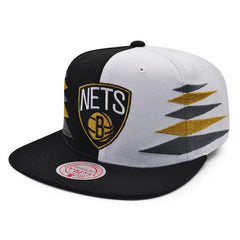 Mitchell And Ness Brooklyn Nets DIAMOND CUT Black Gray Gold White Patch Snapback