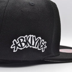 Mitchell And Ness Brooklyn Nets INVERTED LOGO Black White Gray Patch Snapback