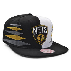 Mitchell And Ness Brooklyn Nets DIAMOND CUT Black Gray Gold White Patch Snapback