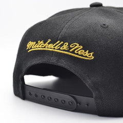 Mitchell And Ness Brooklyn Nets BHM Script Black Metallic Gold Snapback Cap Hat