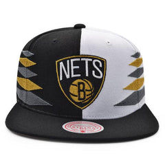 Mitchell And Ness Brooklyn Nets DIAMOND CUT Black Gray Gold White Patch Snapback